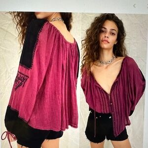 Free people Western StarsEmbroidered Blouse.